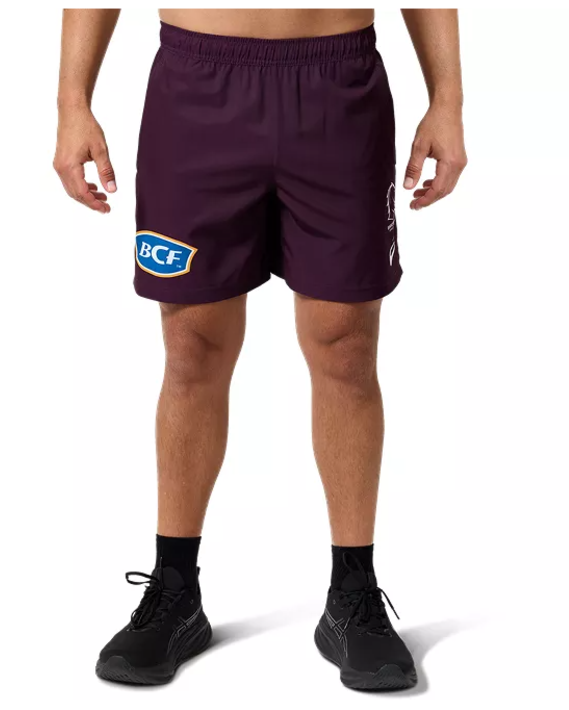 Asics NRL Mens 2025 Broncos Rep Training Shorts - 50% OFF SALE