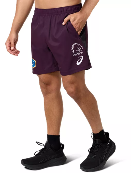 Asics NRL Mens 2025 Broncos Rep Training Shorts - 50% OFF SALE